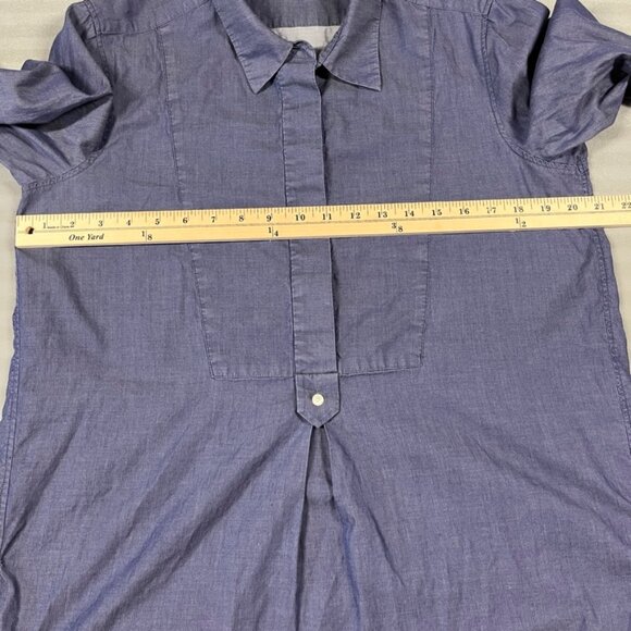 Vince x Berdorf Goodman Tunic Size Large Blue Chambray High Low Popover - Picture 6 of 11